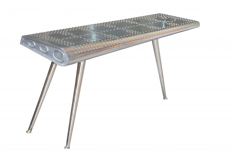 Silver Aluminum Three Leg Console Table By Homeroots | Console Tables | Modishstore - 5