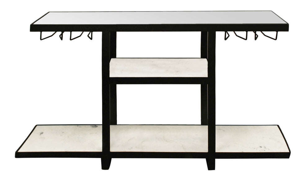 White and Black Genuine Marble Floor Shelf Console Table Two Shelves By Homeroots | Console Tables | Modishstore - 7