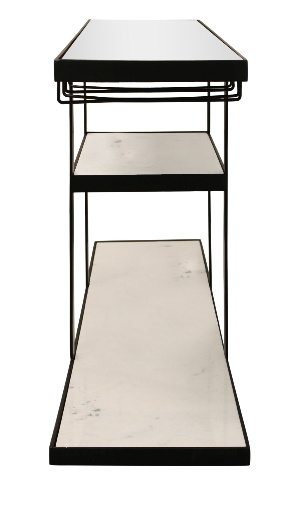 White and Black Genuine Marble Floor Shelf Console Table Two Shelves By Homeroots | Console Tables | Modishstore - 3