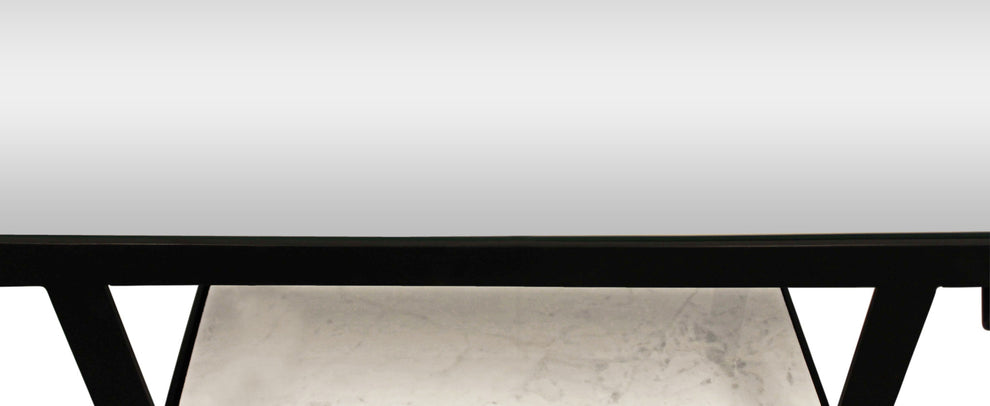 White and Black Genuine Marble Floor Shelf Console Table Two Shelves By Homeroots | Console Tables | Modishstore - 4