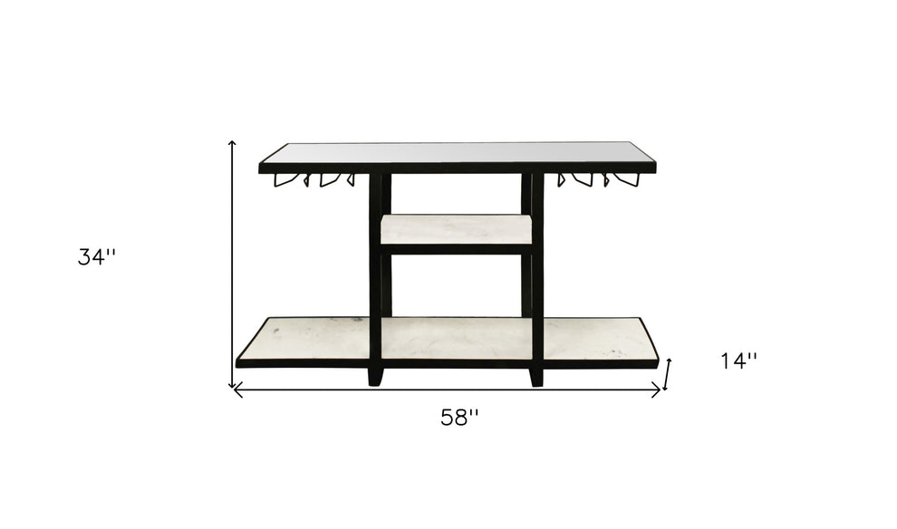 White and Black Genuine Marble Floor Shelf Console Table Two Shelves By Homeroots | Console Tables | Modishstore - 6