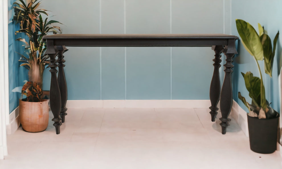 Black Solid Wood Distressed Console Table By Homeroots | Console Tables | Modishstore - 4