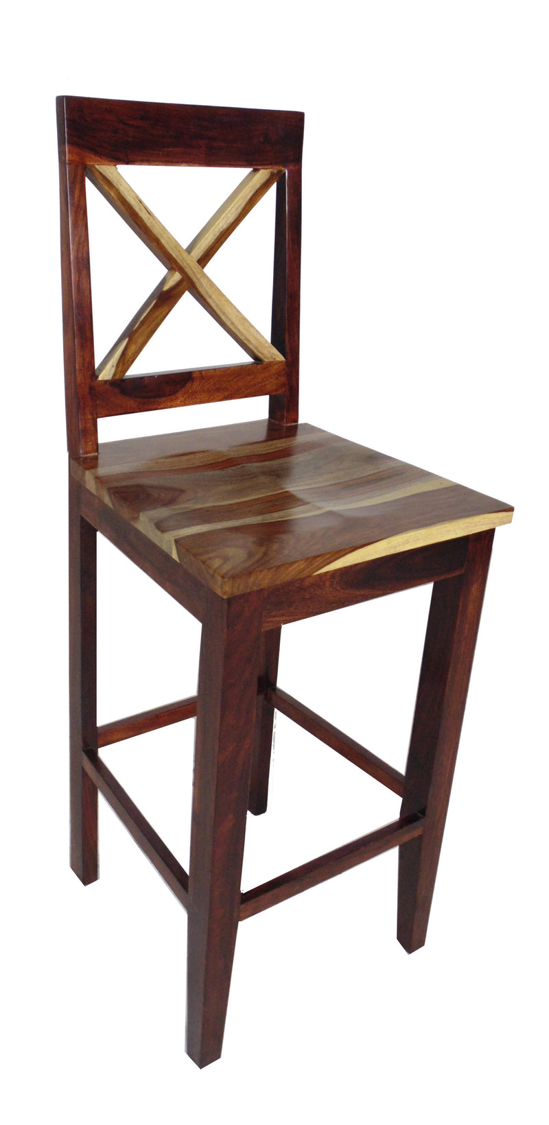 Brown Solid Wood Bar Height Bar Chair By Homeroots | Bar Stools | Modishstore - 1