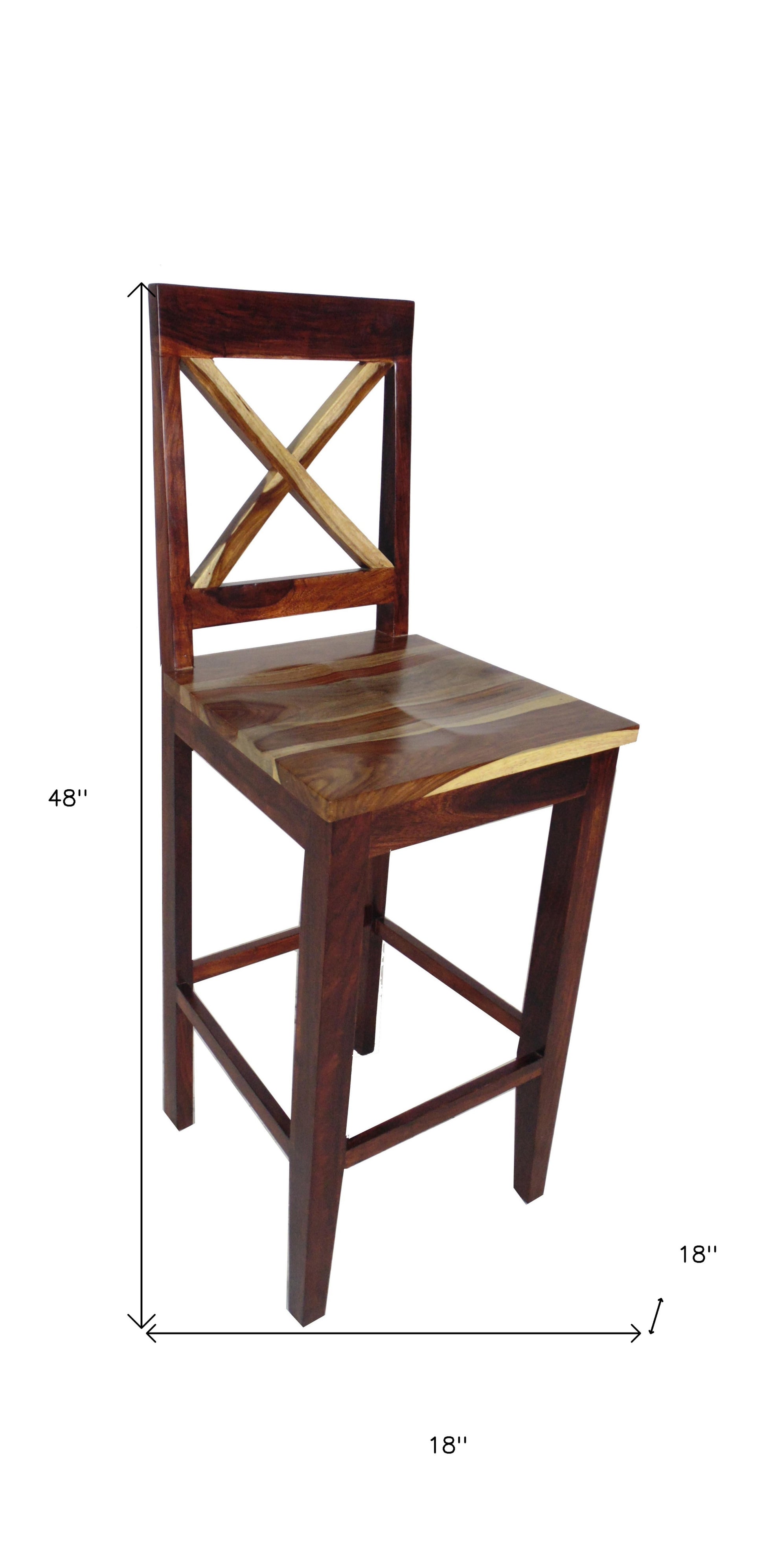 Brown Solid Wood Bar Height Bar Chair By Homeroots | Bar Stools | Modishstore - 4