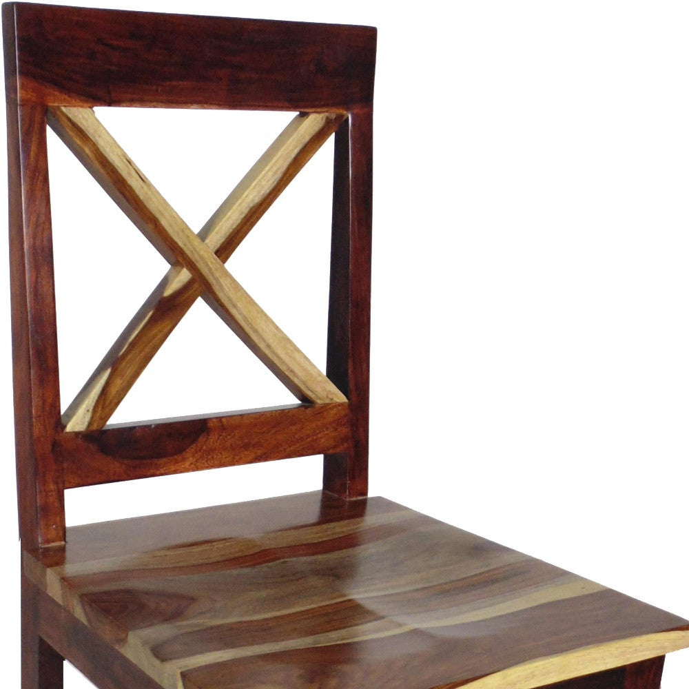 Brown Solid Wood Bar Height Bar Chair By Homeroots | Bar Stools | Modishstore - 3