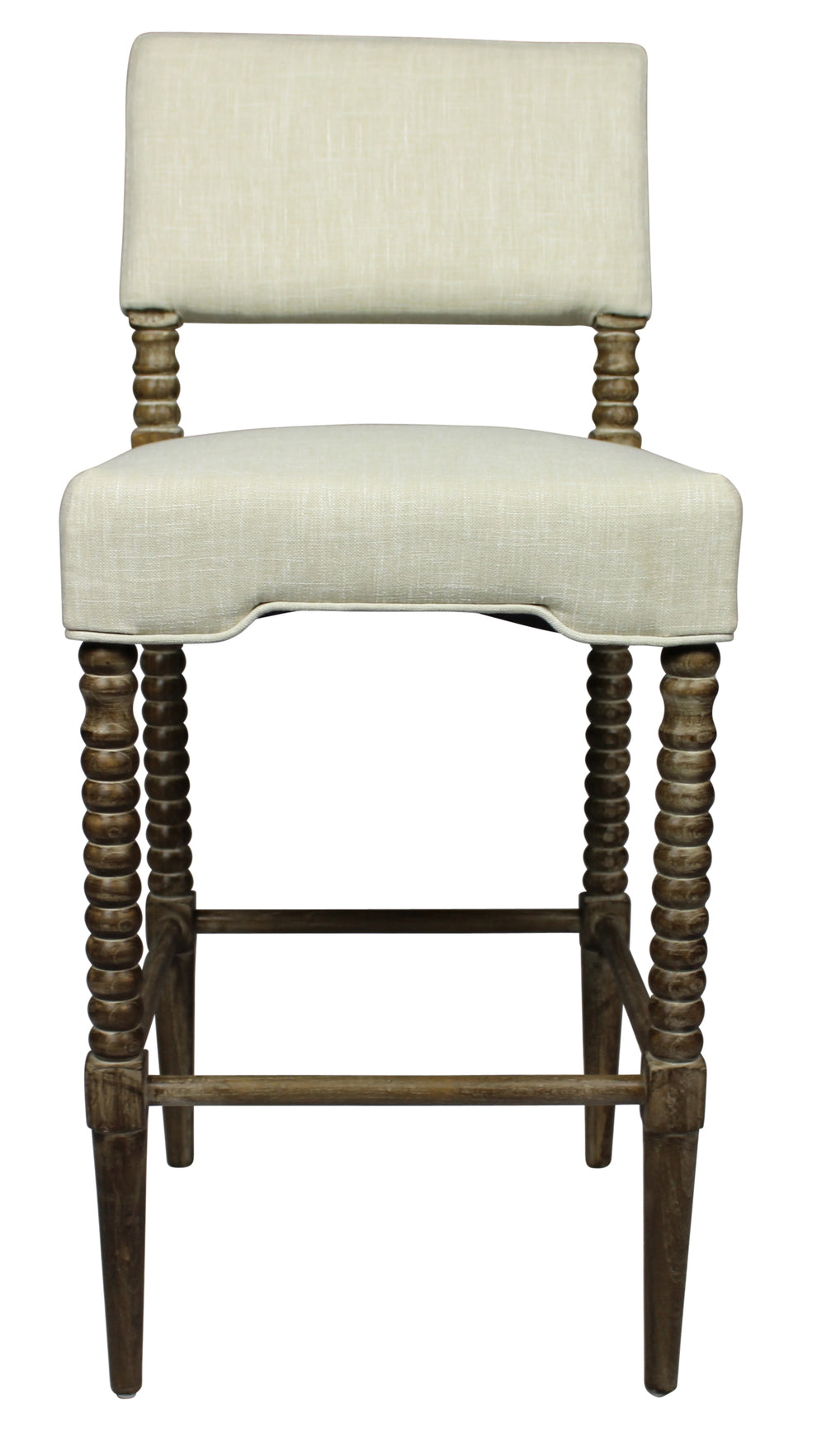 Off White And Brown Solid Wood Bar Height Bar Chair By Homeroots | Bar Stools | Modishstore - 6
