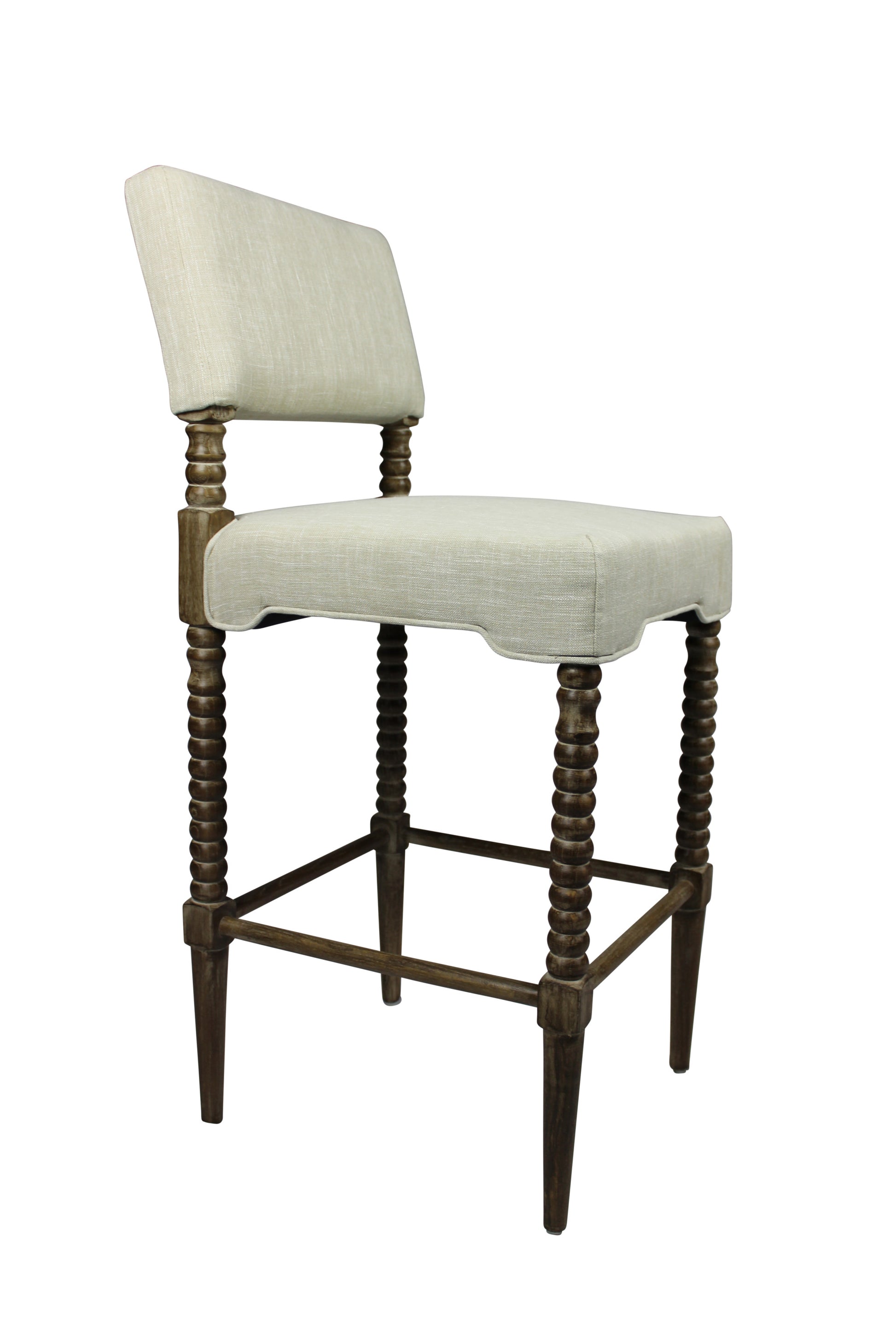 Off White And Brown Solid Wood Bar Height Bar Chair By Homeroots | Bar Stools | Modishstore - 2