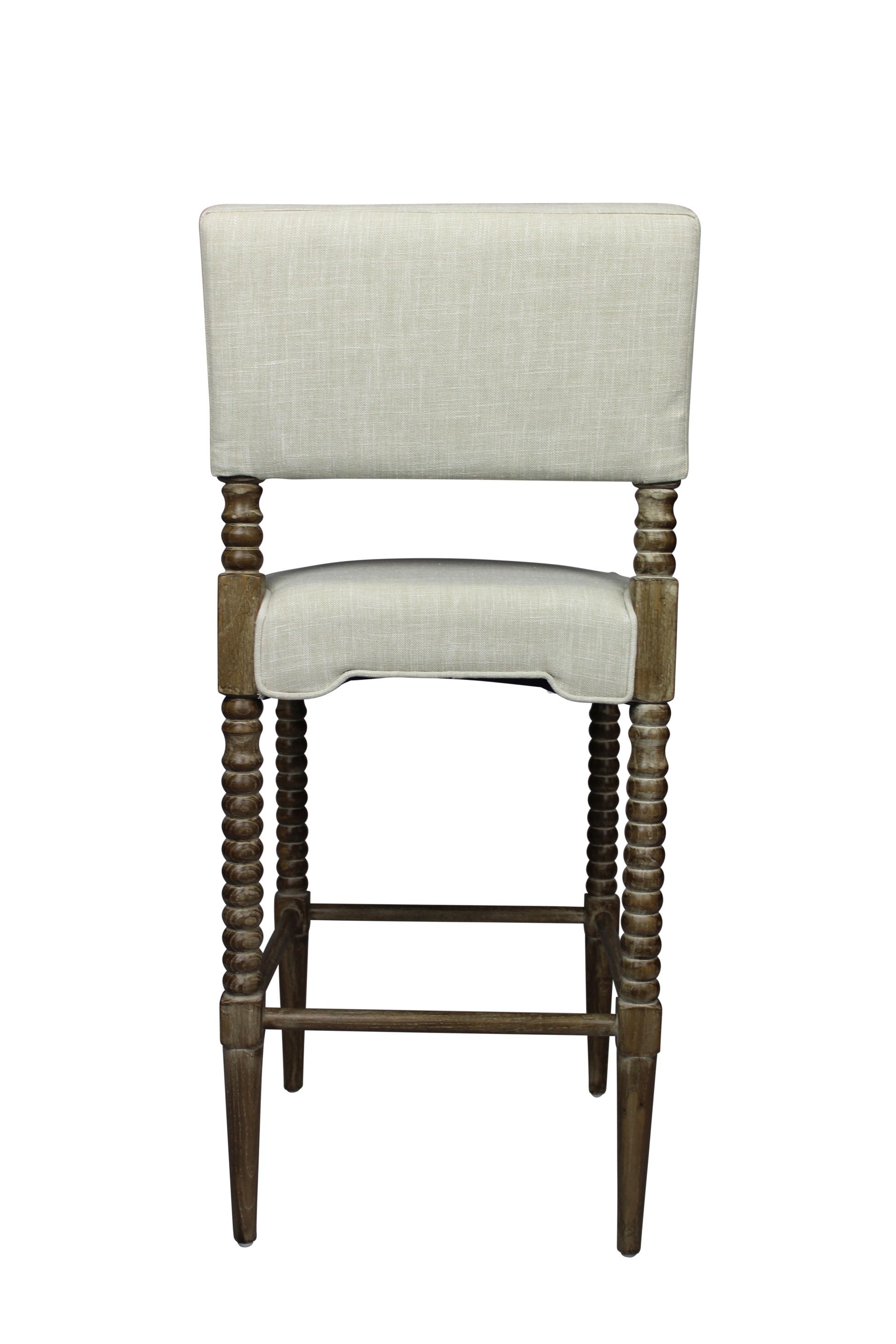 Off White And Brown Solid Wood Bar Height Bar Chair By Homeroots | Bar Stools | Modishstore - 1