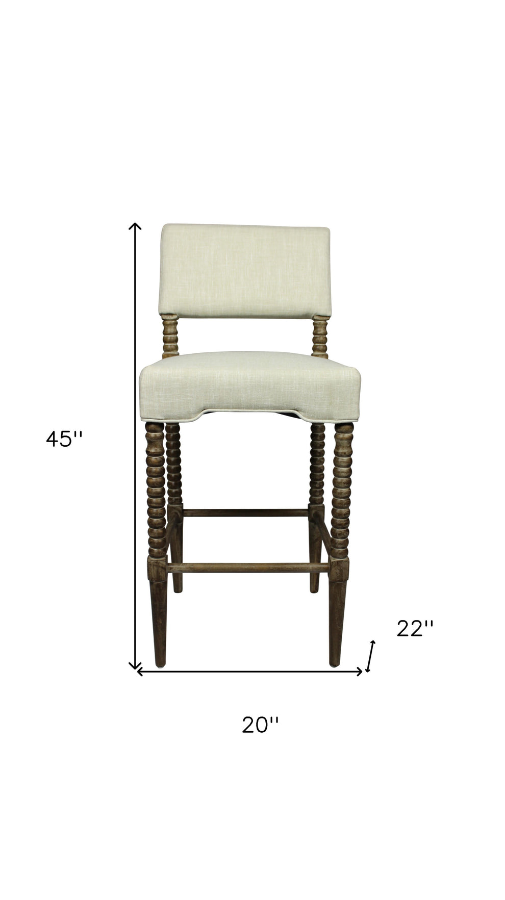 Off White And Brown Solid Wood Bar Height Bar Chair By Homeroots | Bar Stools | Modishstore - 5
