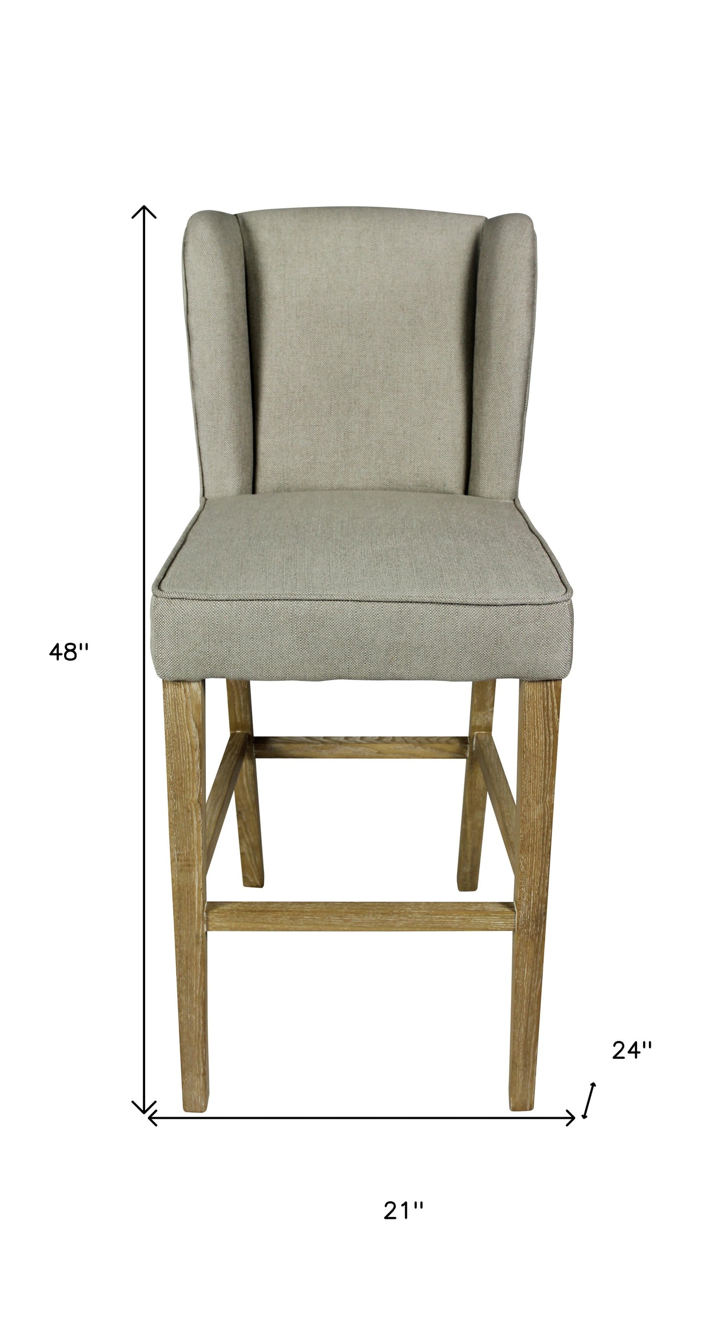 Gray And Brown Solid Wood Bar Height Bar Chair By Homeroots | Bar Stools | Modishstore - 4