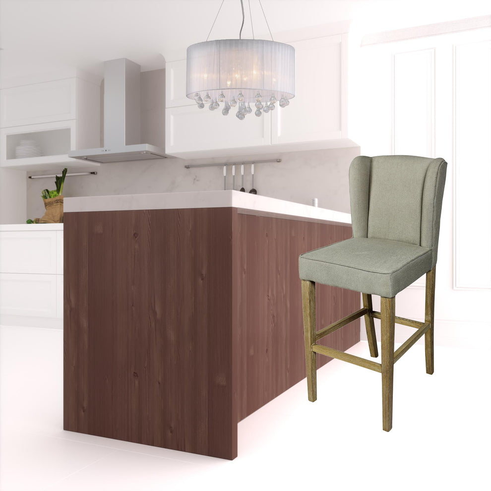 Gray And Brown Solid Wood Bar Height Bar Chair By Homeroots | Bar Stools | Modishstore - 2