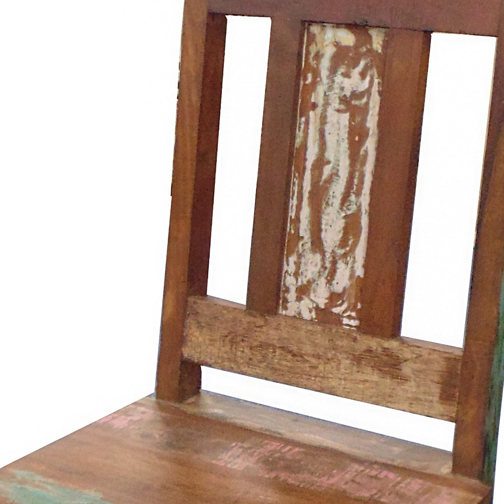 Set of Two Brown Wood Slat Back Dining Side Chairs By Homeroots | Dining Chairs | Modishstore - 3