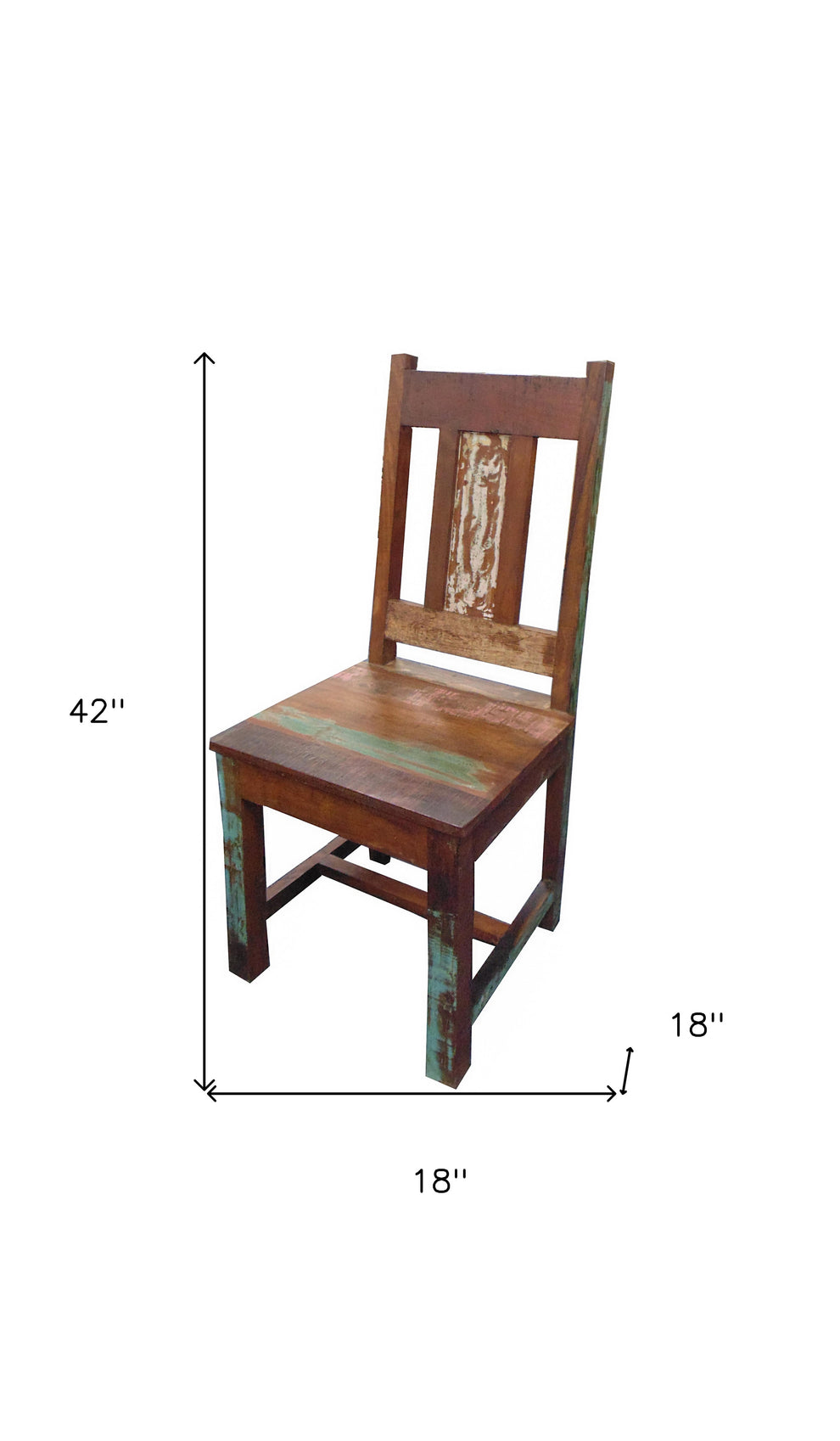 Set of Two Brown Wood Slat Back Dining Side Chairs By Homeroots | Dining Chairs | Modishstore - 4