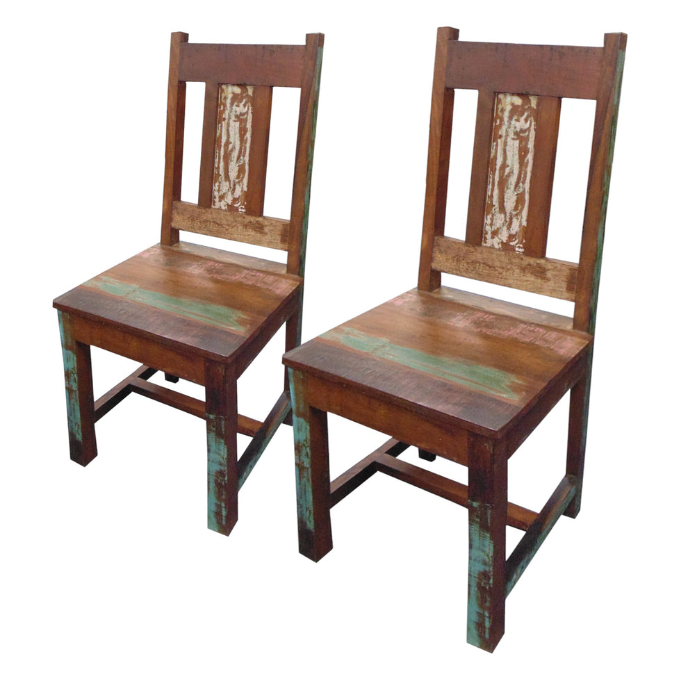 Set of Two Brown Wood Slat Back Dining Side Chairs By Homeroots | Dining Chairs | Modishstore - 5