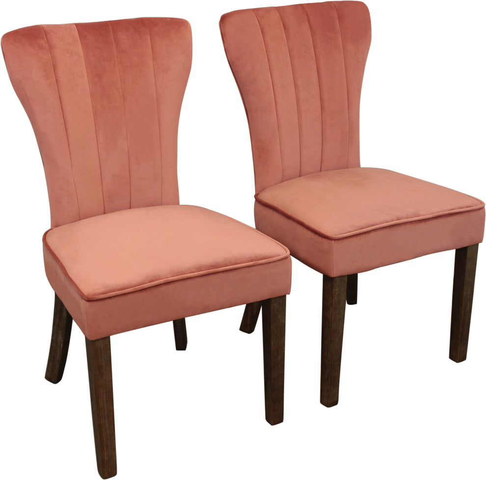 Set of Two Blush And Brown Upholstered Velvet Dining Parsons Chairs By Homeroots | Dining Chairs | Modishstore - 6