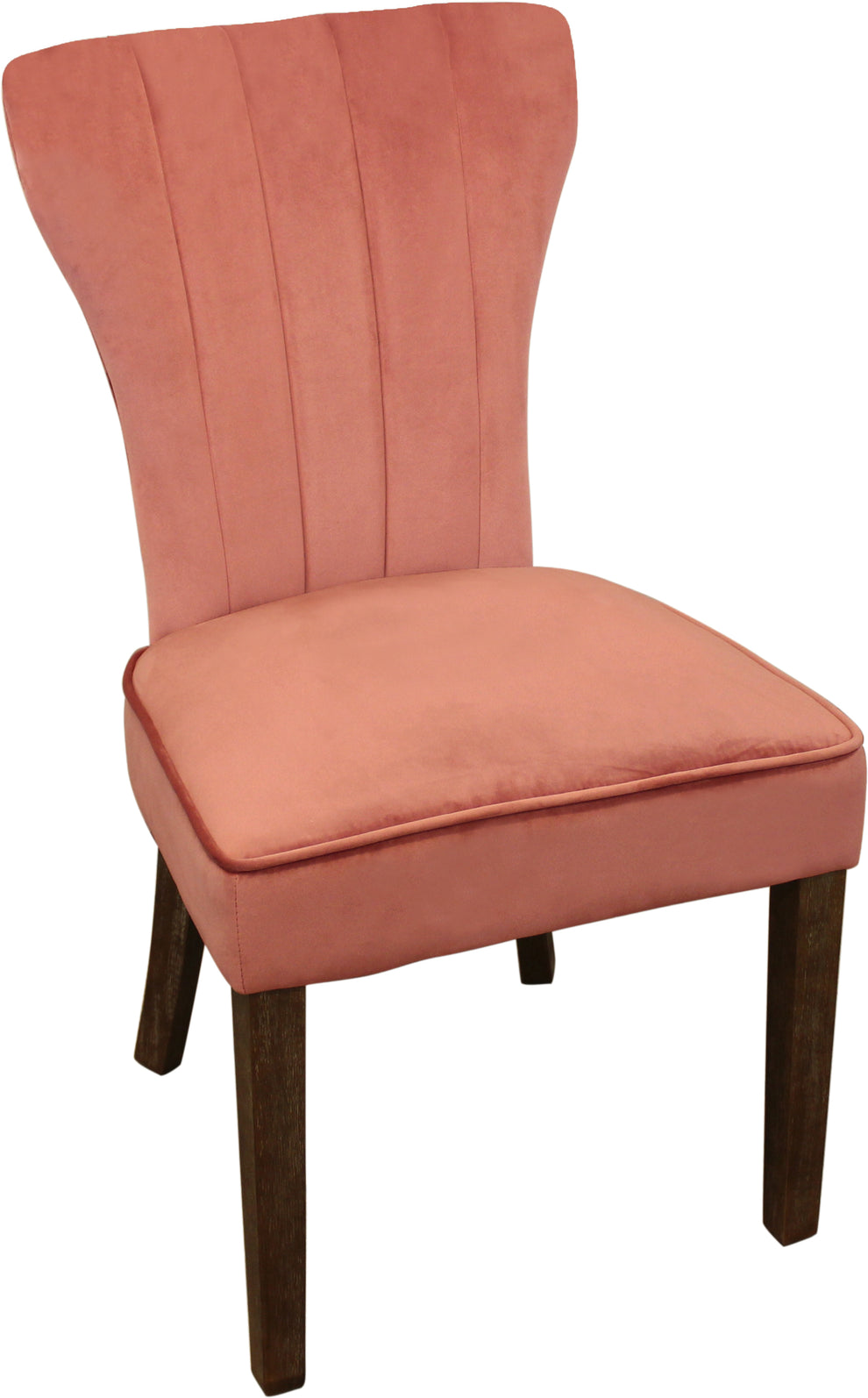 Set of Two Blush And Brown Upholstered Velvet Dining Parsons Chairs By Homeroots | Dining Chairs | Modishstore - 3