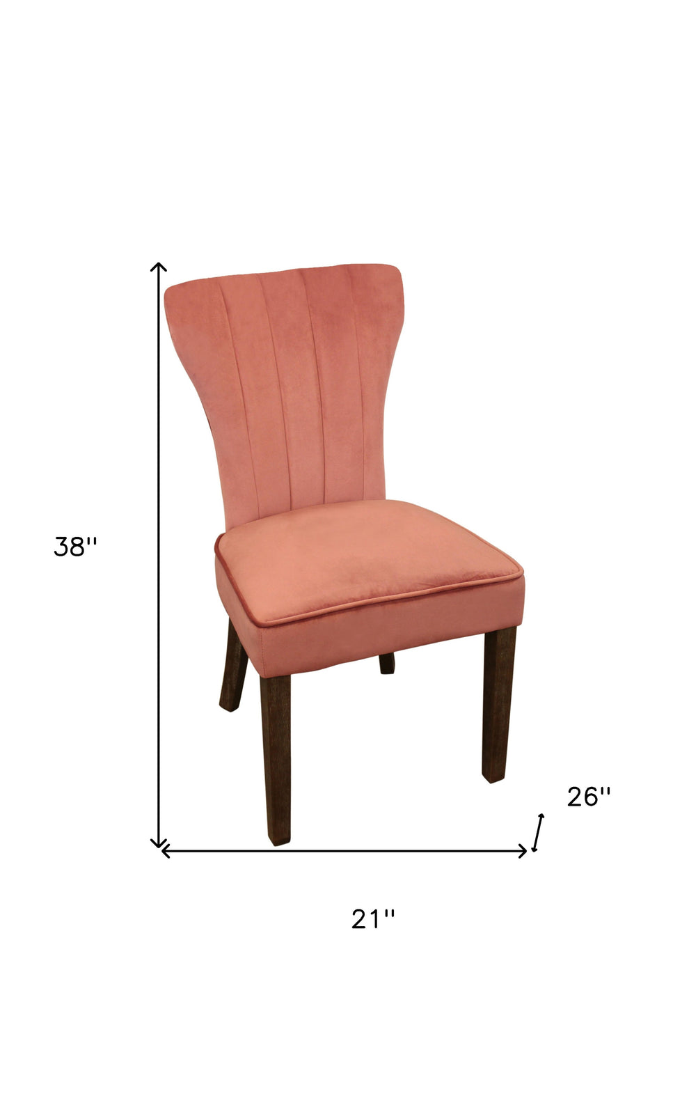 Set of Two Blush And Brown Upholstered Velvet Dining Parsons Chairs By Homeroots | Dining Chairs | Modishstore - 7