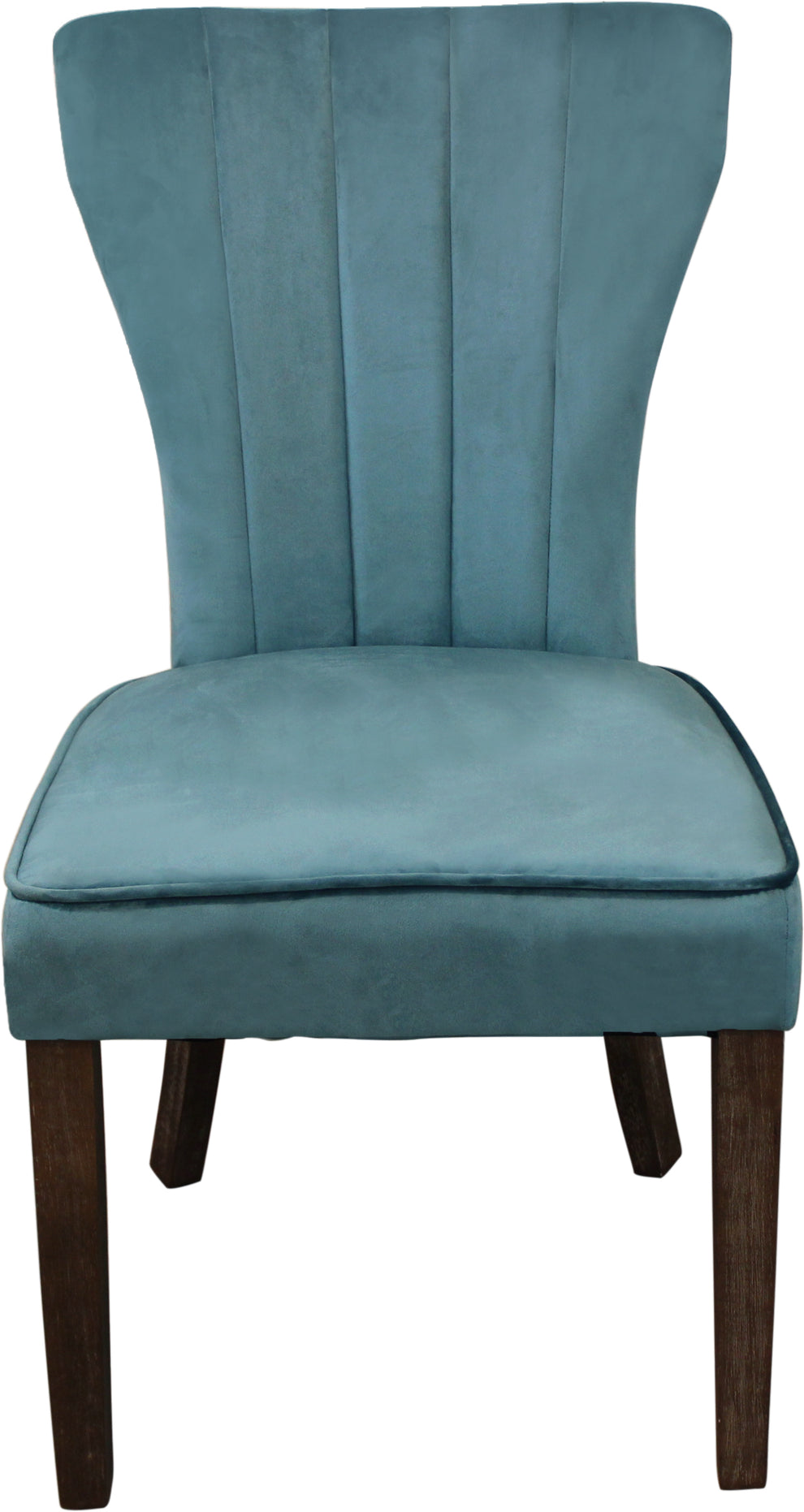 Set of Two Teal Blue And Brown Upholstered Velvet Dining Parsons Chairs By Homeroots | Dining Chairs | Modishstore - 3