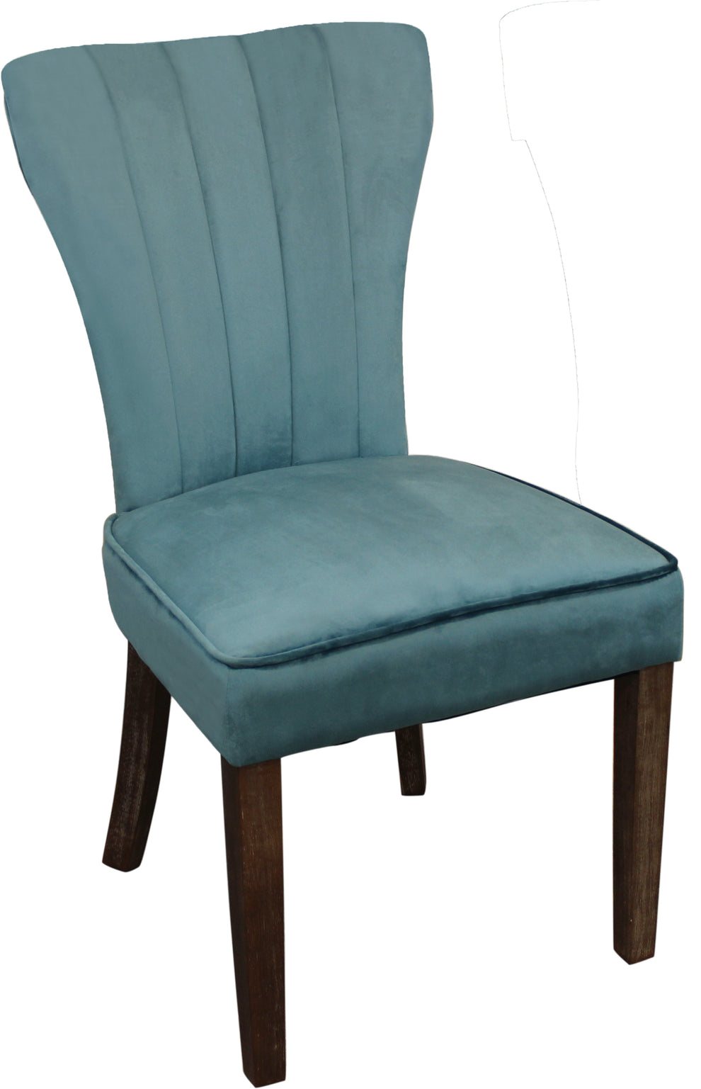 Set of Two Teal Blue And Brown Upholstered Velvet Dining Parsons Chairs By Homeroots | Dining Chairs | Modishstore - 4
