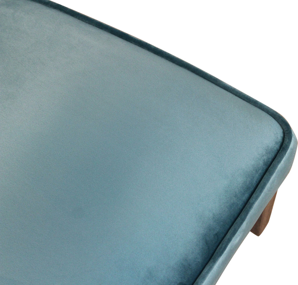 Set of Two Teal Blue And Brown Upholstered Velvet Dining Parsons Chairs By Homeroots | Dining Chairs | Modishstore - 6