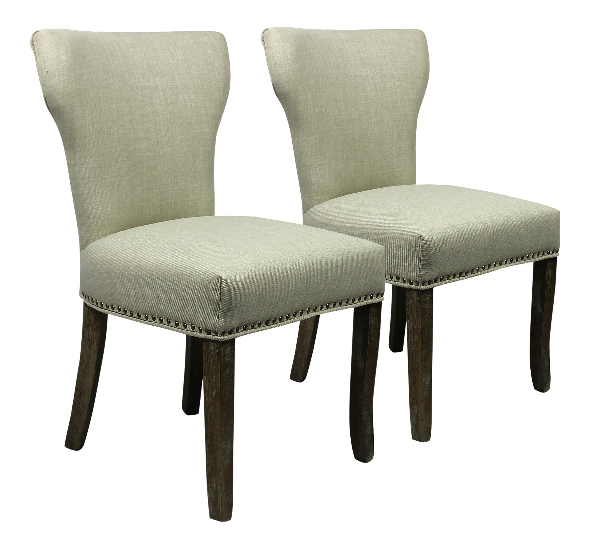 Set of Two Ivory And Brown Upholstered Fabric Dining Parsons Chairs By Homeroots | Dining Chairs | Modishstore - 7