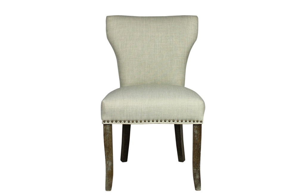 Set of Two Ivory And Brown Upholstered Fabric Dining Parsons Chairs By Homeroots | Dining Chairs | Modishstore - 2