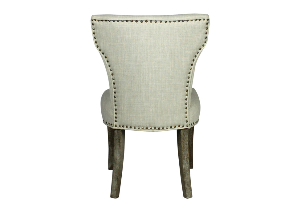 Set of Two Ivory And Brown Upholstered Fabric Dining Parsons Chairs By Homeroots | Dining Chairs | Modishstore - 4