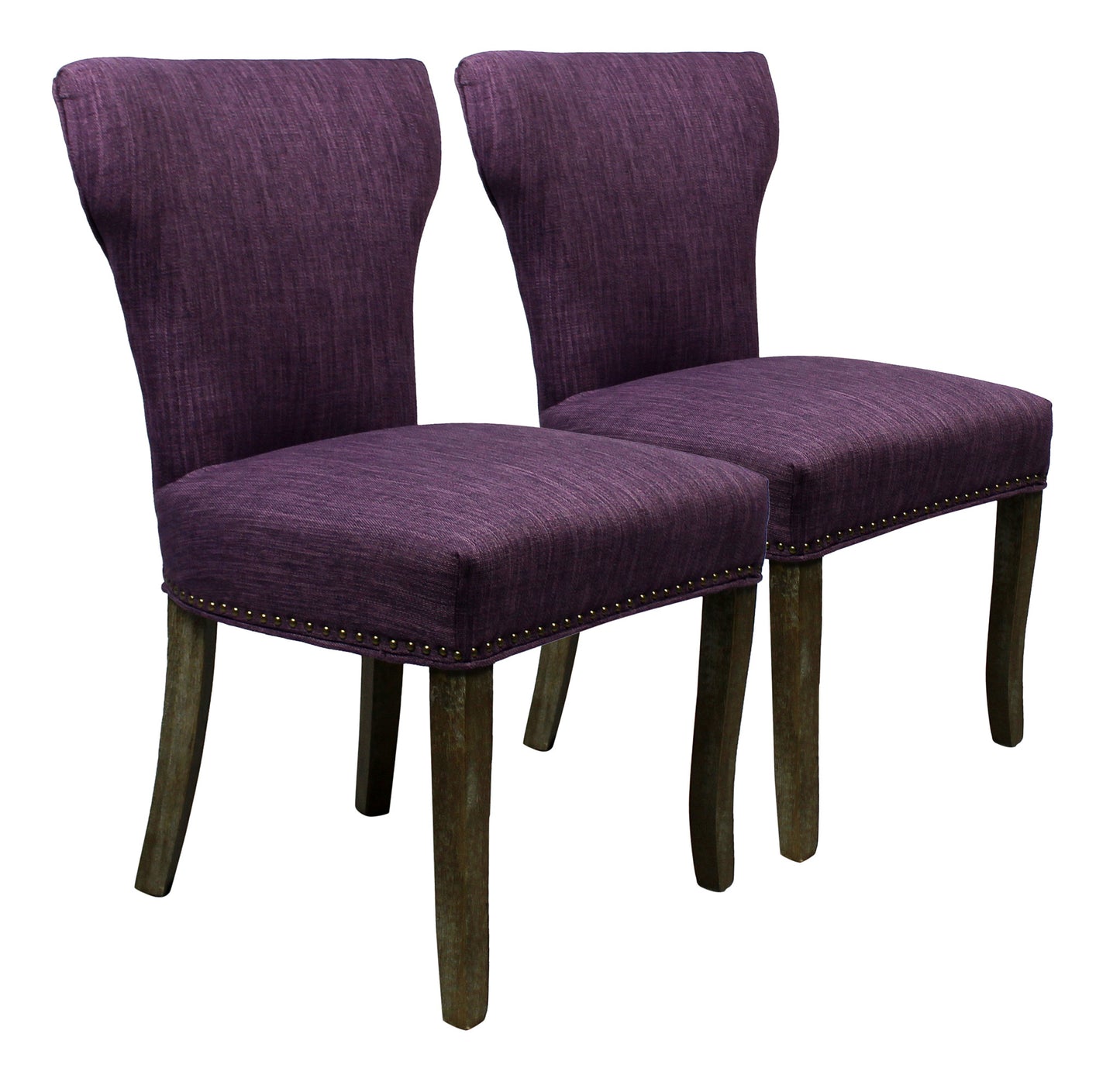 Set of Two Purple And Brown Upholstered Fabric Dining Parsons Chairs By Homeroots | Dining Chairs | Modishstore - 7