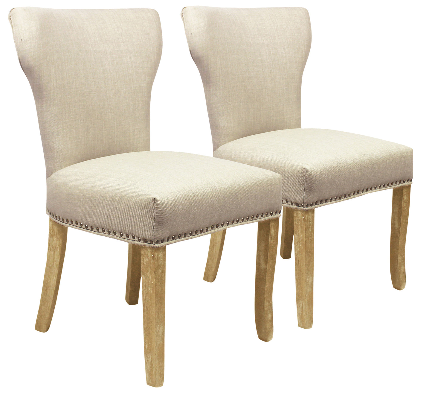 Set of Two Ivory And Natural Upholstered Fabric Dining Parsons Chairs By Homeroots | Dining Chairs | Modishstore - 7