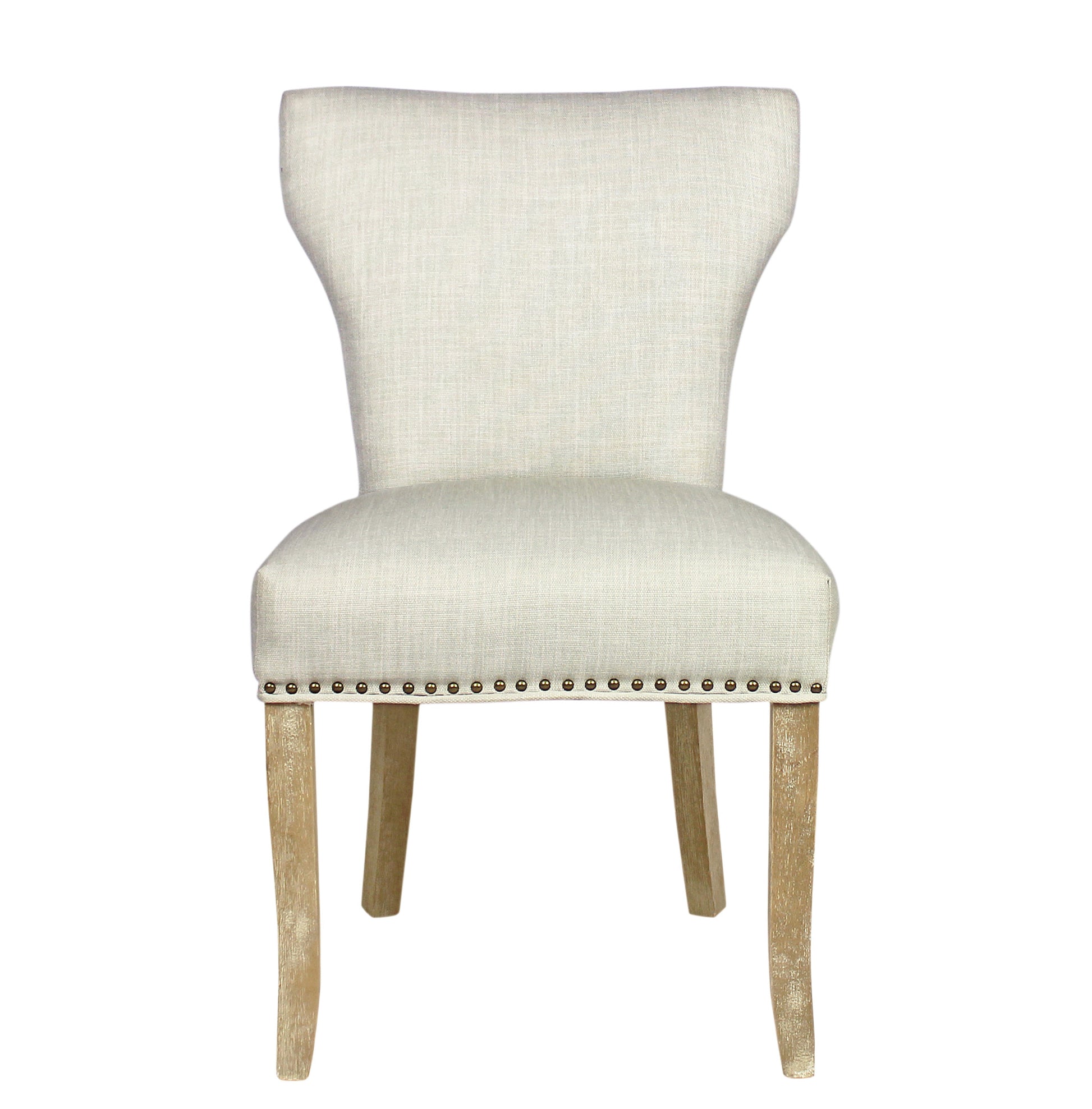 Set of Two Ivory And Natural Upholstered Fabric Dining Parsons Chairs By Homeroots | Dining Chairs | Modishstore - 2