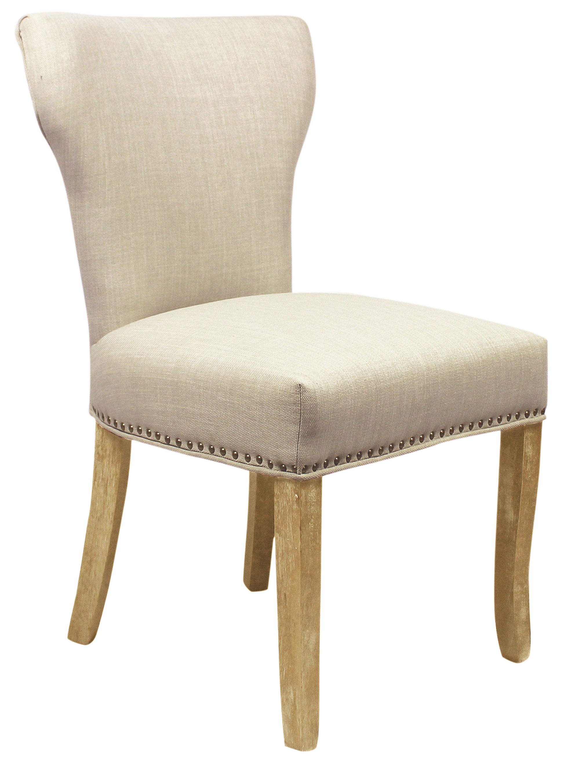 Set of Two Ivory And Natural Upholstered Fabric Dining Parsons Chairs By Homeroots | Dining Chairs | Modishstore - 3