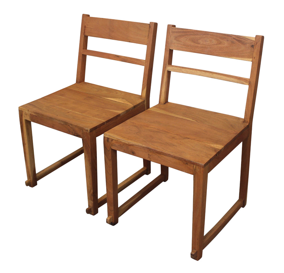 Set of Two Natural Wood Ladder Back Dining Side Chairs By Homeroots | Dining Chairs | Modishstore - 7