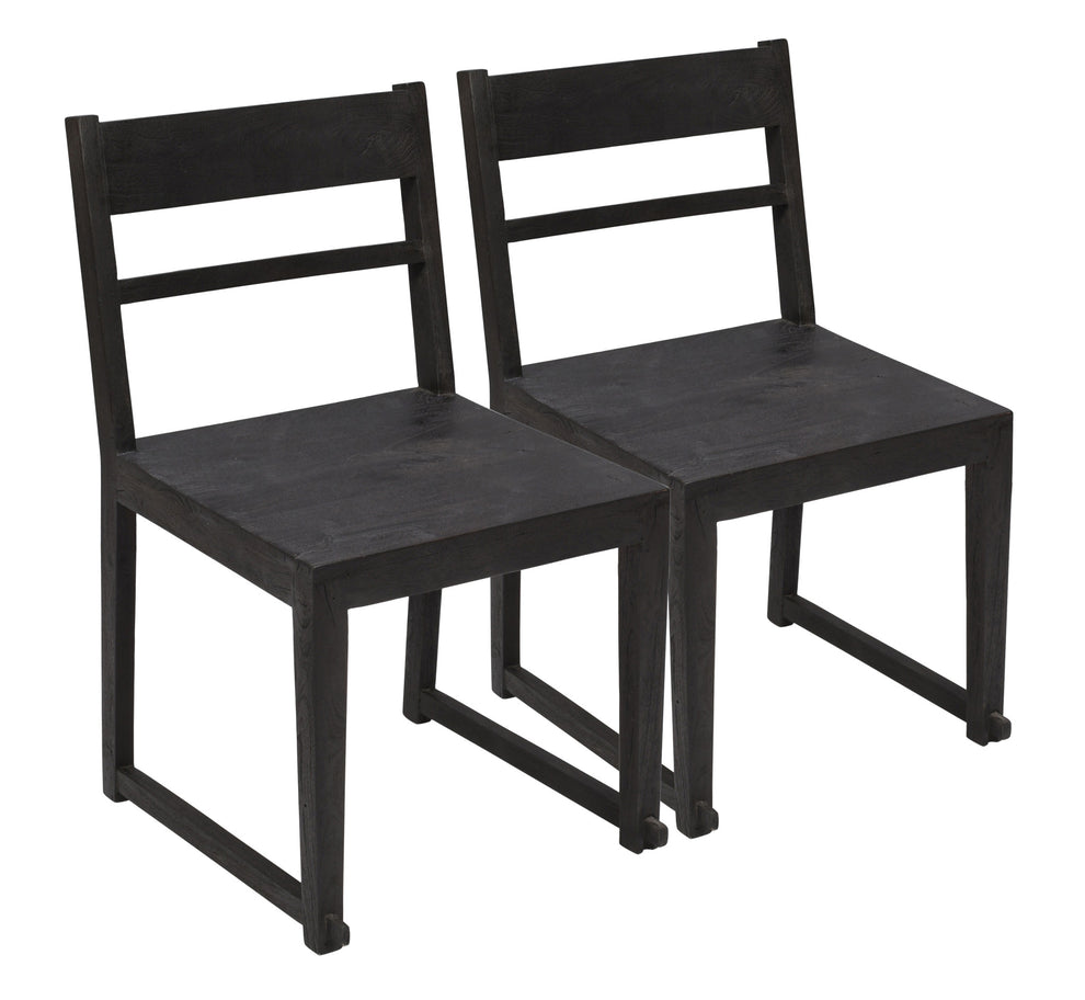Set of Two Dark Gray Wood Ladder Back Dining Side Chairs By Homeroots | Dining Chairs | Modishstore - 2