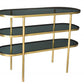 Black and Gold Glass Oval Console Table With Storage By Homeroots | Console Tables | Modishstore - 1