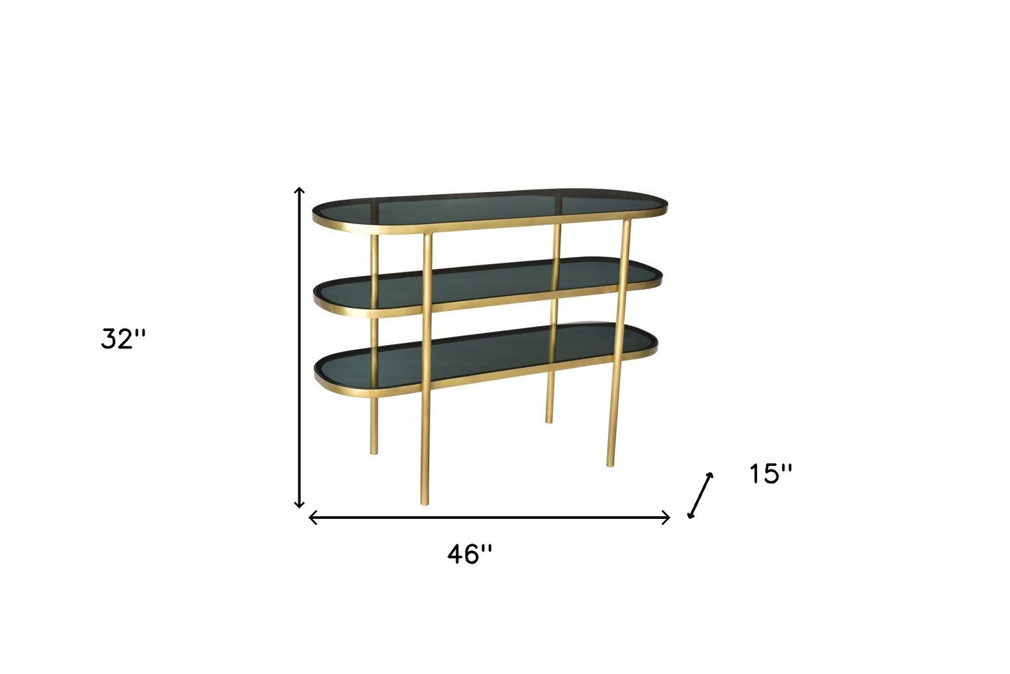 Black and Gold Glass Oval Console Table With Storage By Homeroots | Console Tables | Modishstore - 5