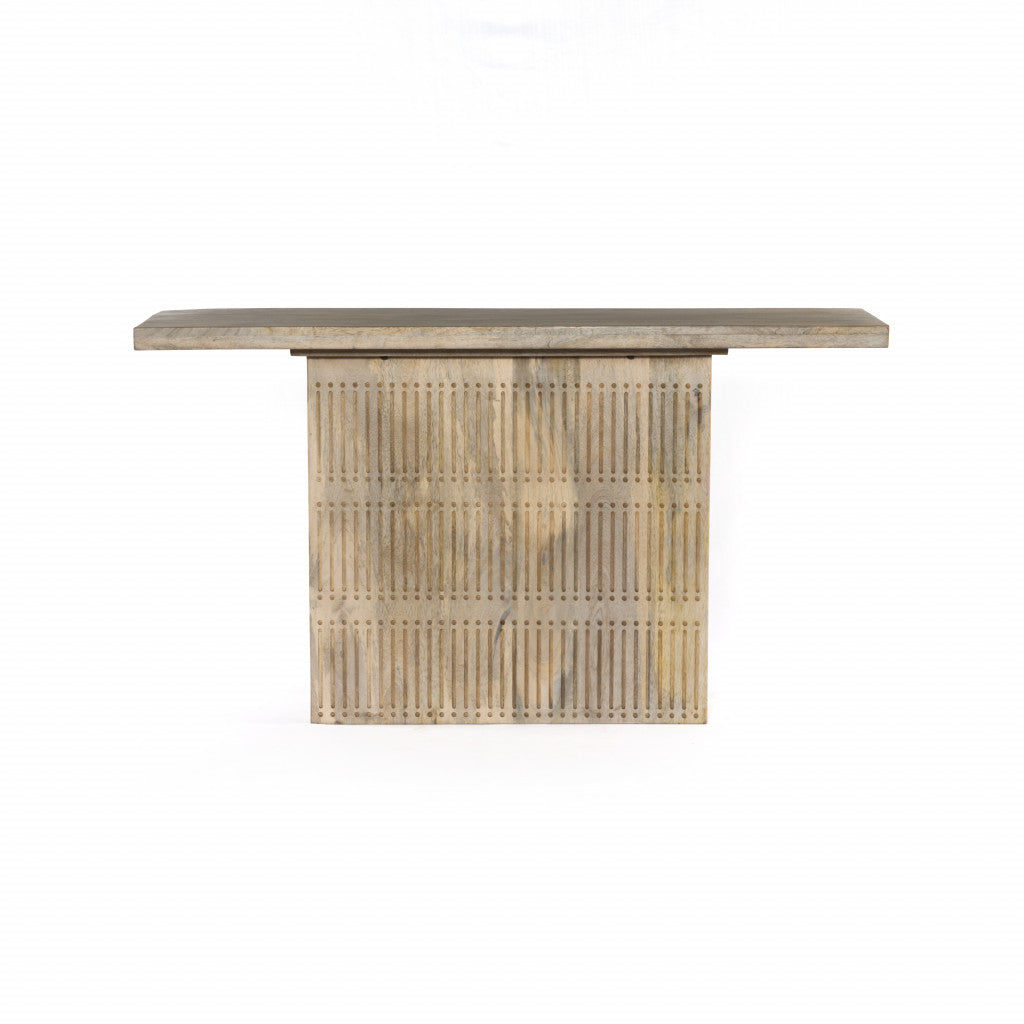 Ivory Solid Wood Distressed Pedestal Console Table By Homeroots | Console Tables | Modishstore - 2