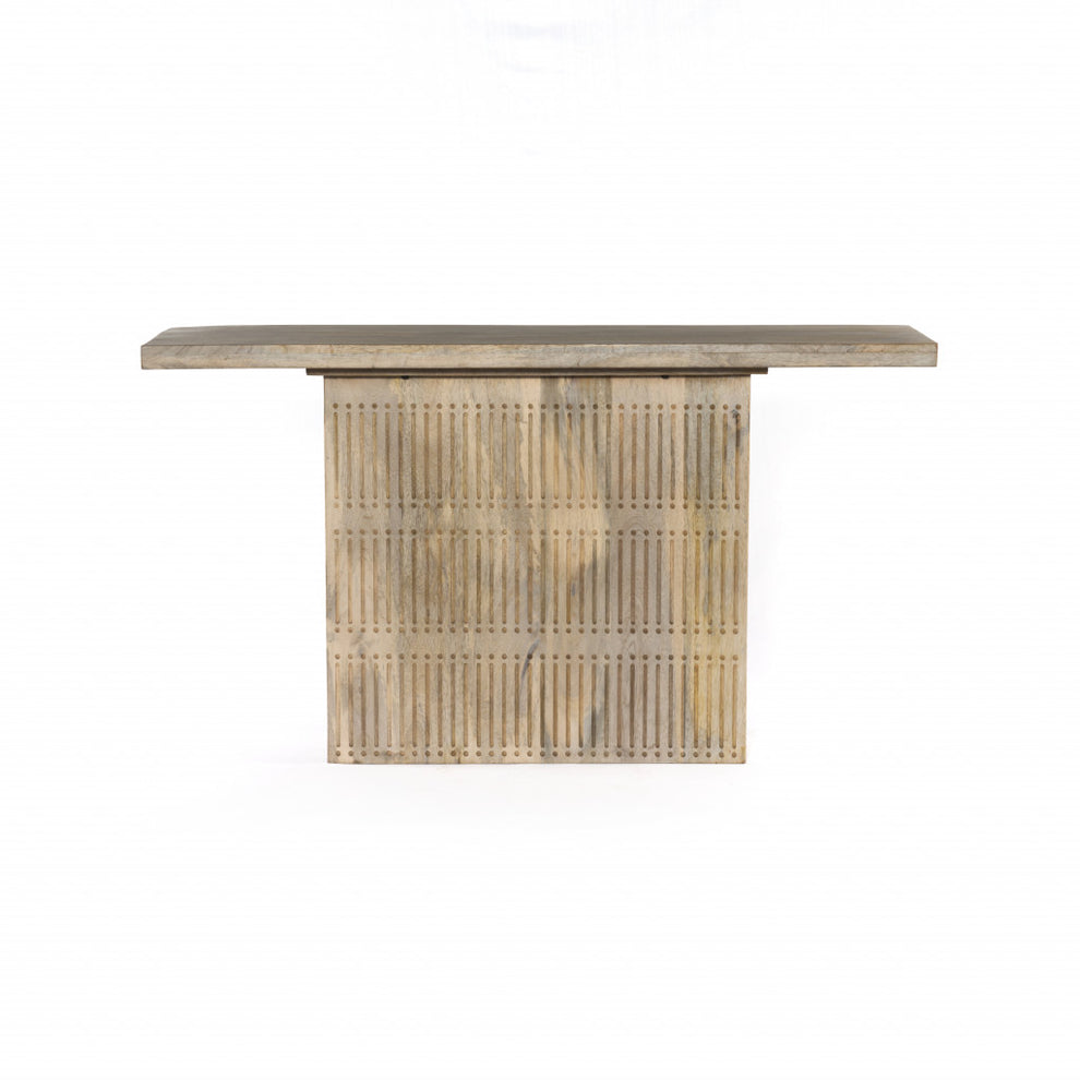 Ivory Solid Wood Distressed Pedestal Console Table By Homeroots | Console Tables | Modishstore - 2