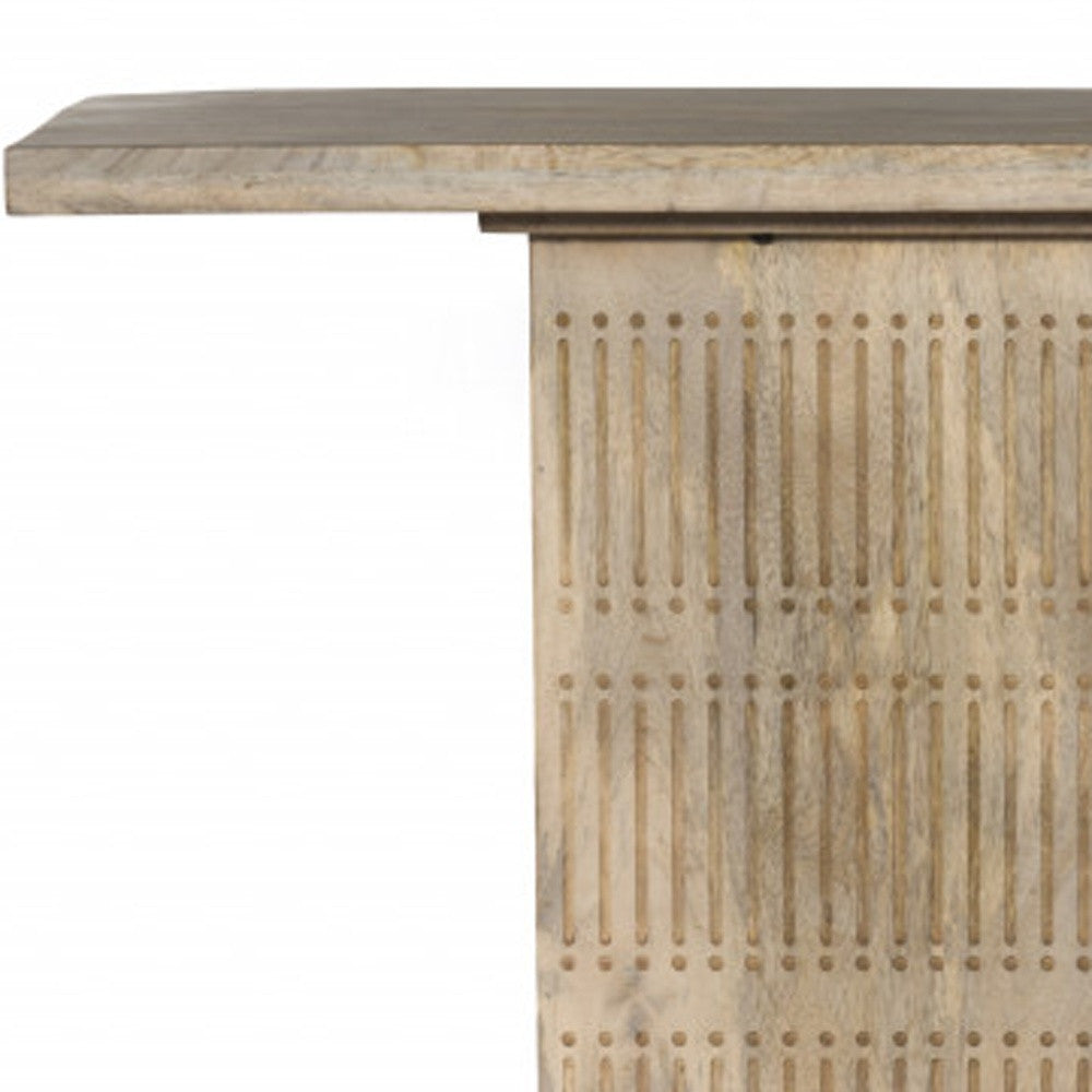 Ivory Solid Wood Distressed Pedestal Console Table By Homeroots | Console Tables | Modishstore - 5