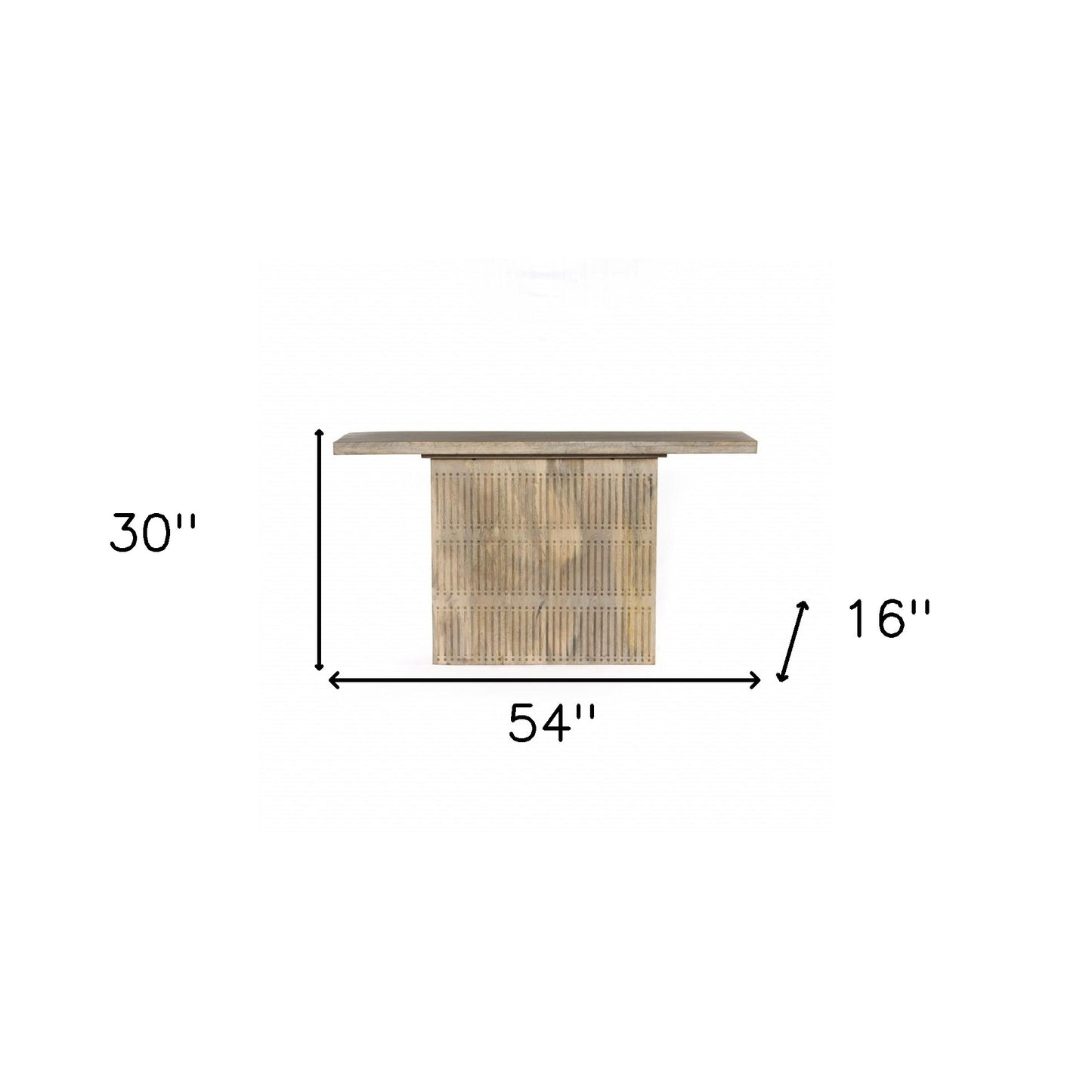 Ivory Solid Wood Distressed Pedestal Console Table By Homeroots | Console Tables | Modishstore - 6