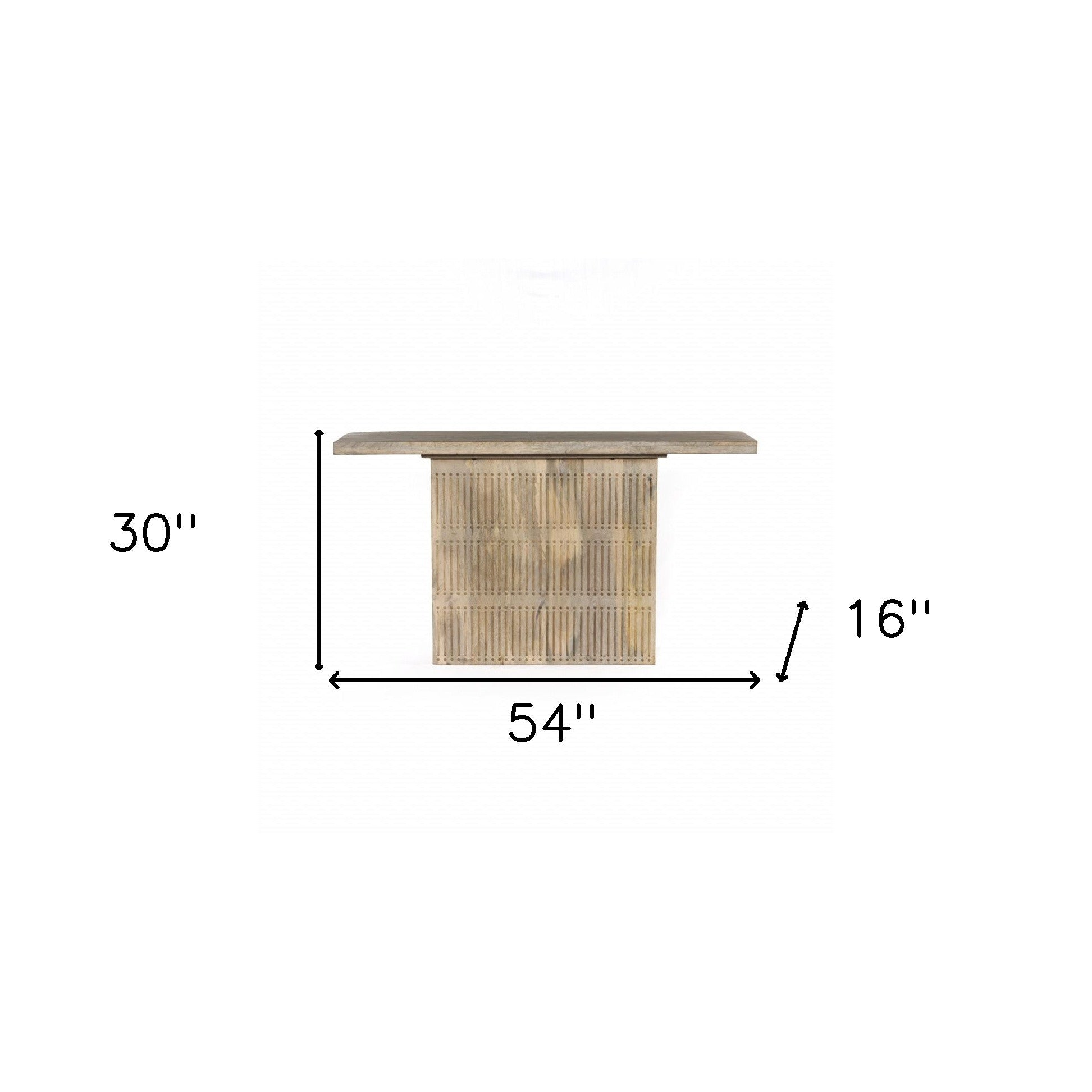 Ivory Solid Wood Distressed Pedestal Console Table By Homeroots | Console Tables | Modishstore - 6