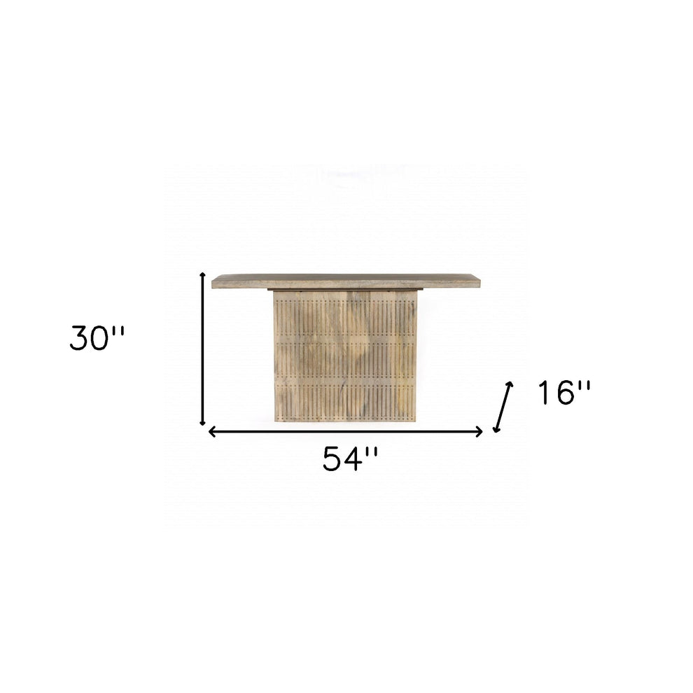 Ivory Solid Wood Distressed Pedestal Console Table By Homeroots | Console Tables | Modishstore - 6