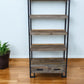 Brown Distressed Solid Wood Four Tier Etagere Bookcase with Two Drawers By Homeroots | Bookcases | Modishstore - 1