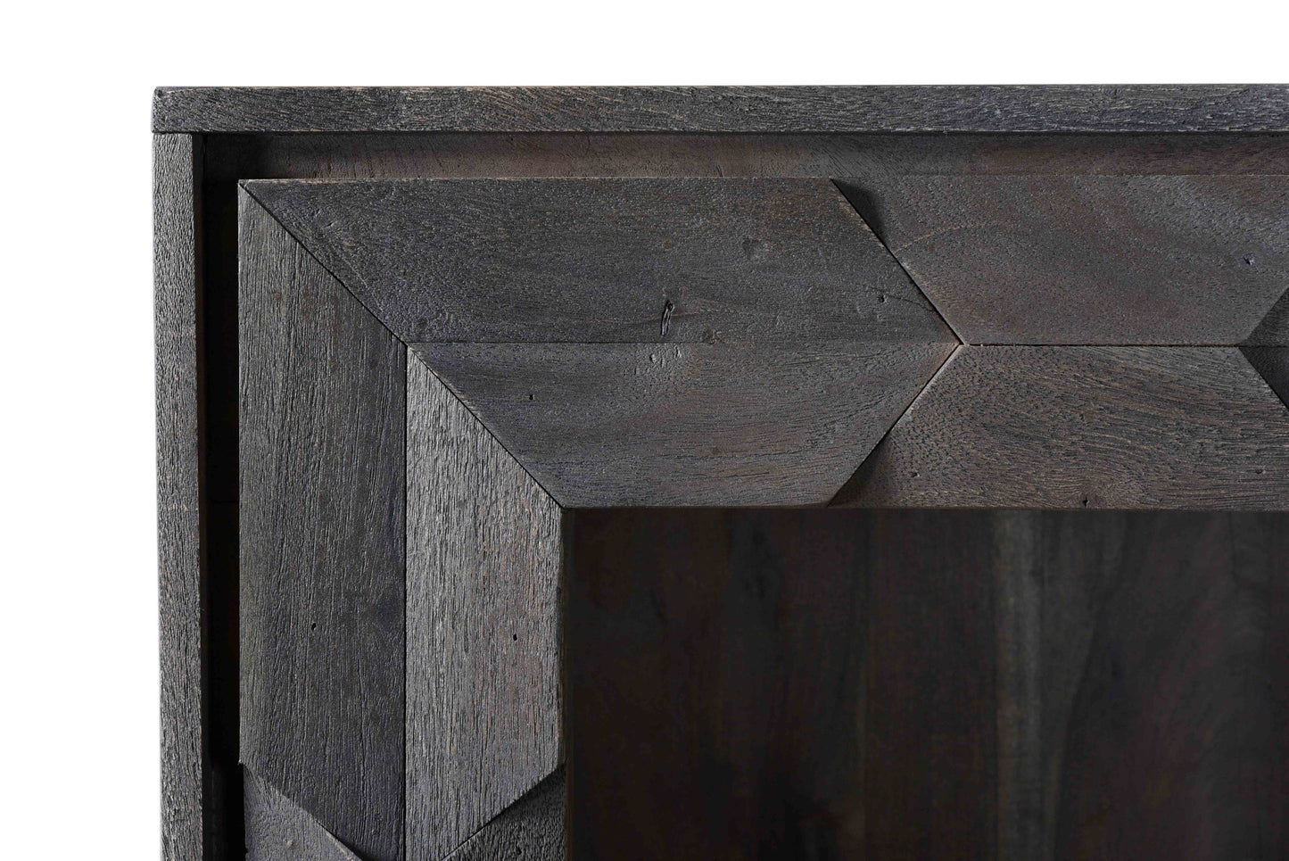 Gray Distressed Solid Wood Three Tier Bookcase with Two Doors By Homeroots | Bookcases | Modishstore - 5