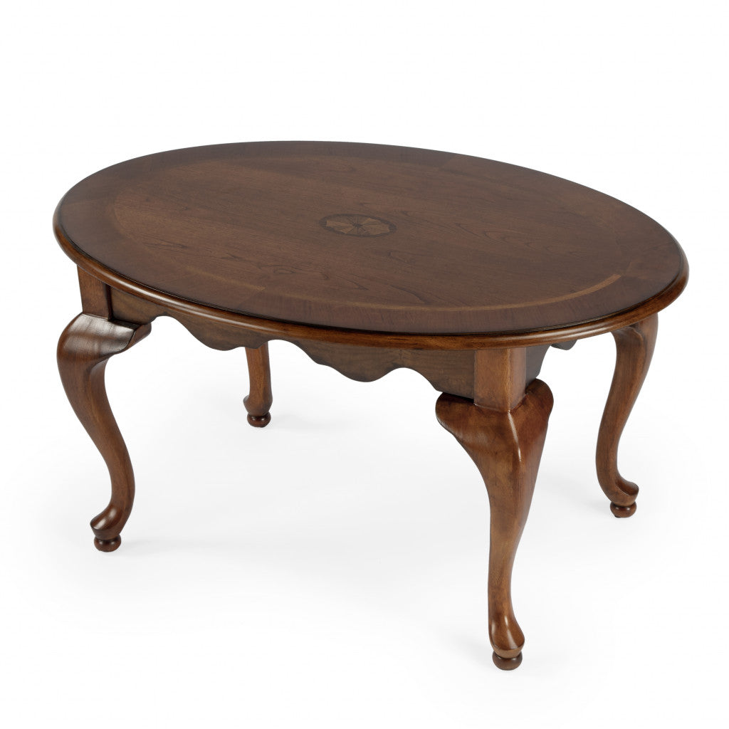 Brown Wood Oval Distressed Coffee Table By Homeroots | Coffee Tables | Modishstore - 1