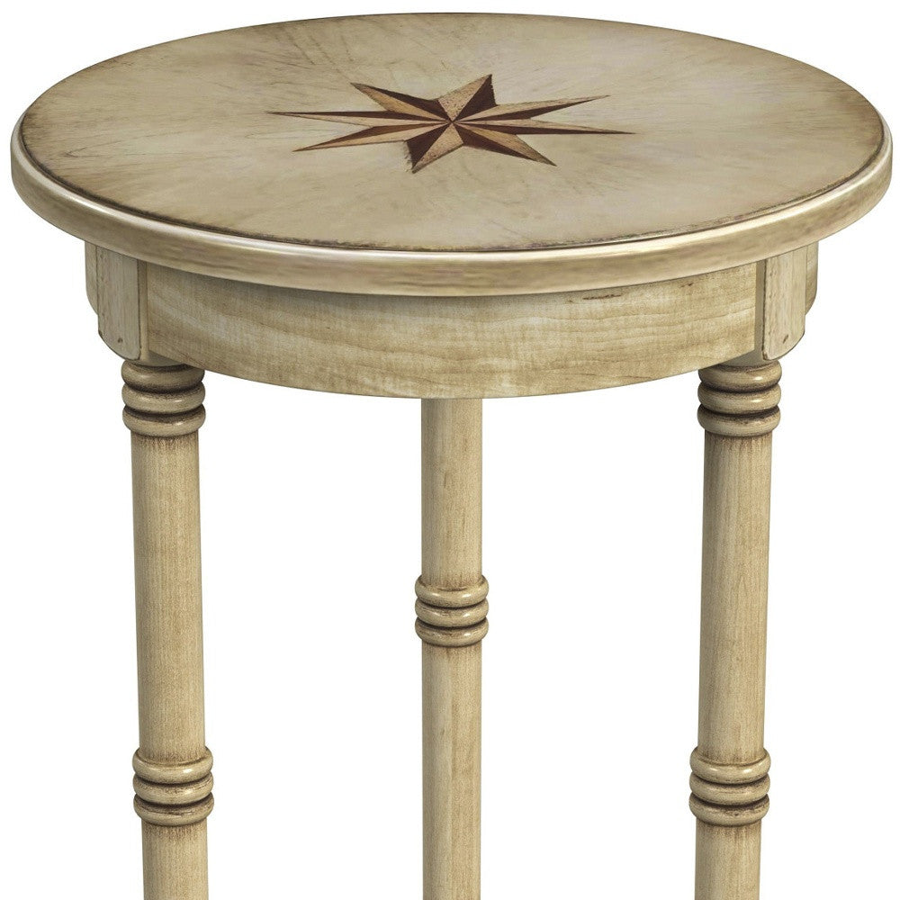 Beige Distressed Wood Round End Table By Homeroots | End Tables | Modishstore - 6