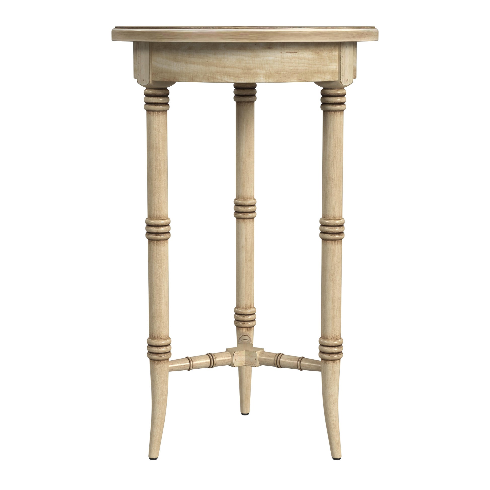 Beige Distressed Wood Round End Table By Homeroots | End Tables | Modishstore - 2