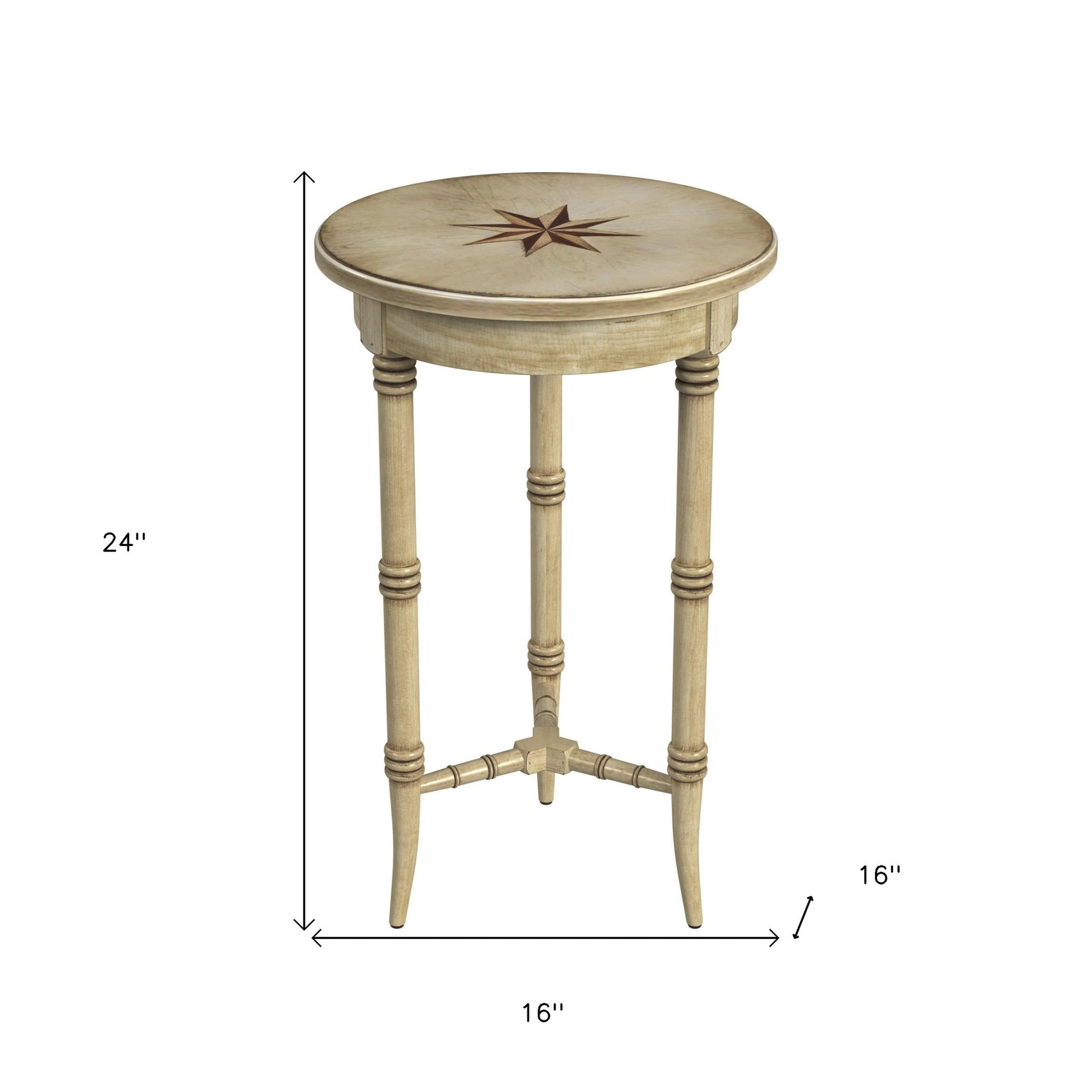 Beige Distressed Wood Round End Table By Homeroots | End Tables | Modishstore - 7