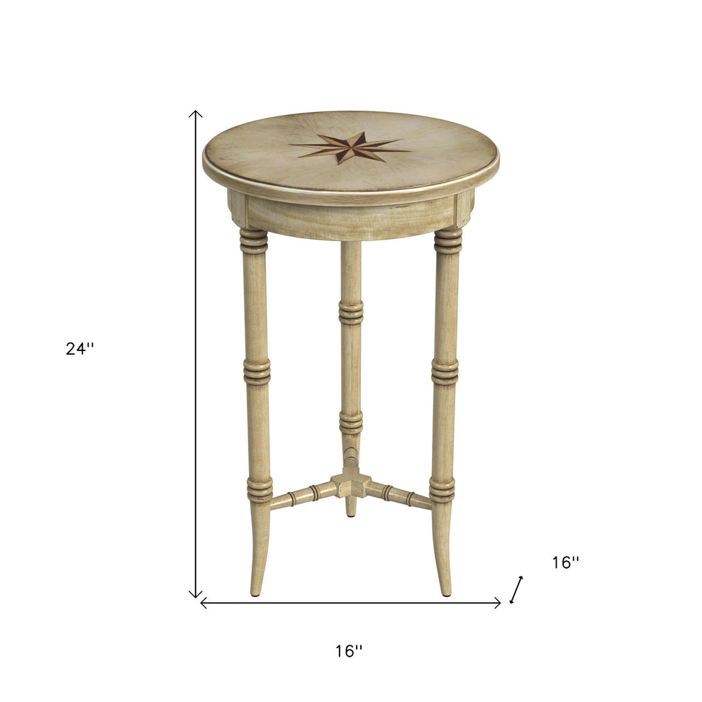 Beige Distressed Wood Round End Table By Homeroots | End Tables | Modishstore - 7