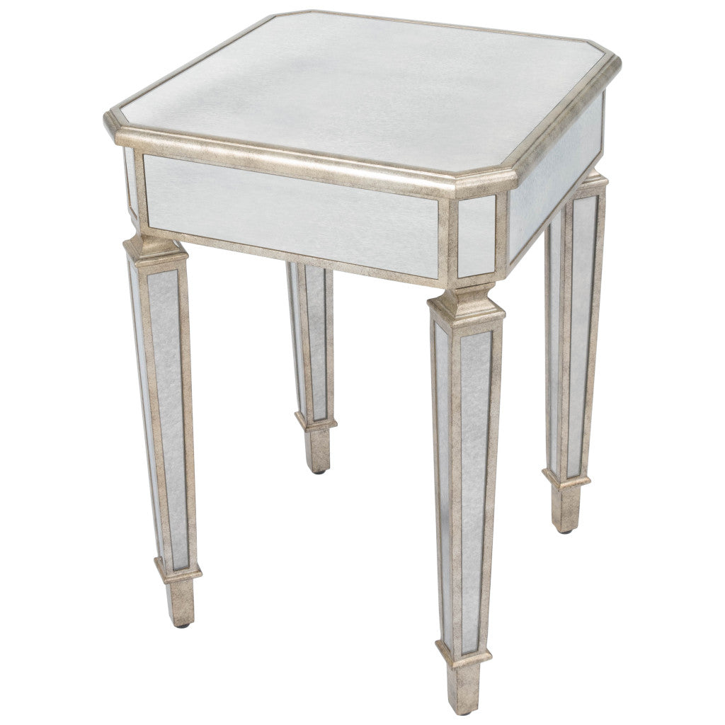 Silver Distressed Glass Square End Table By Homeroots | End Tables | Modishstore - 1