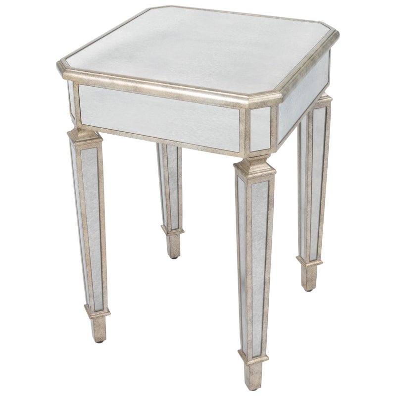 Silver Distressed Glass Square End Table By Homeroots | End Tables | Modishstore - 1